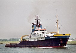 Oceangoing tug Smit Rotterdam arriving at Rotterdam (1987)