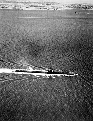Pilotfish (SS-386) training in the Portsmouth area, c. late 1943.
