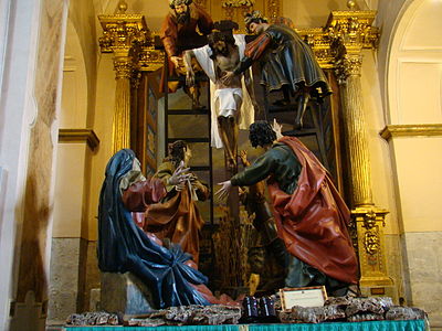 Descent from the Cross by Gregorio Fernandez (1623-1625), polychrome wood, Valladolid