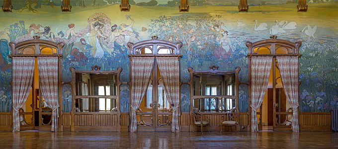 Salon of the Grand Hotel Villa Igiea in Palermo by Ernesto Basile (1899-1900), with symbolist murals