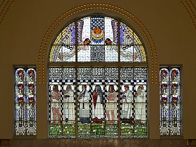 Stained glass windows by Koloman Moser for the Kirche am Steinhof in Vienna, by Otto Wagner (1905)