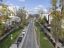 Malczewskiego Street in Wierzbno, in 2023.