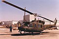 CH-135 Twin Huey 135103 after repainting at Bristol Aerospace in the in anti-IR olive and green scheme used on all non-SAR/ non-peacekeeping Twin Hueys after 1986/88. The aircraft was returned to the Aerospace Engineering Test Establishment at CFB Cold Lake, 1987.