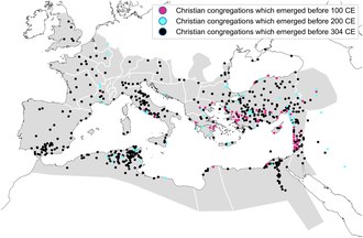 a digital map showing where congregations were in the first three centuries