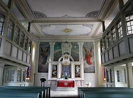 Inneres der Kirche Wachau (Sachsen) mit Kirchenmalereien von Erhard Ludewig Winterstein