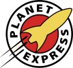 Logo des fiktiven Transportunternehmens Planet Express, bei dem die Hauptfiguren arbeiten