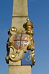 Coats of arms on the Saxon milepost in Grimma, Saxony state