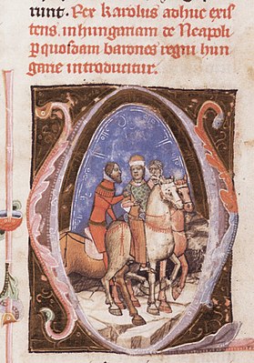 Chronicon Pictum, Hungarian, Hungary, King Charles Robert, riding, horse, nobleman, medieval, chronicle, book, illumination, illustration, history