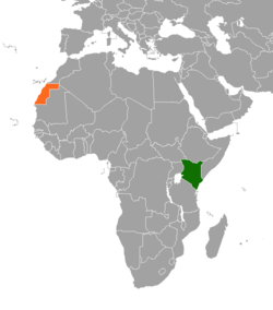Map indicating locations of Kenya and Sahrawi Arab Democratic Republic
