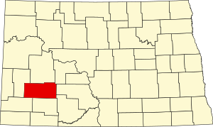Map of North Dakota highlighting Stark County