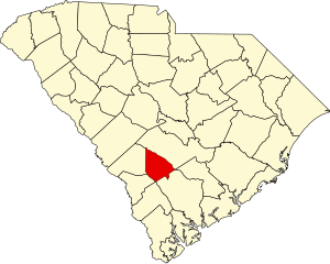 Map of South Carolina highlighting Bamberg County
