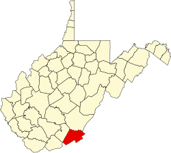 Location of Monroe County in West Virginia