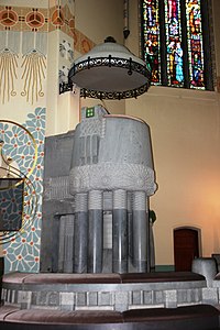 The pulpit of St Michael's Church by Lars Sonck in Turku