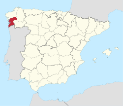 Location of the province of Pontevedra within Spain