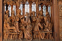 Detail of the Last Supper from Tilman Riemenschneider's Altar of the Holy Blood, 1501–05, carved limewood, Rothenburg ob der Tauber, Bavaria.
