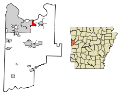 Location of Central City in Sebastian County, Arkansas.