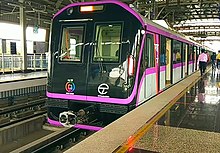 An aluminium train set manufactured by Titagarh Rail Systems for the Pune Metro.