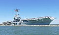 US Navy aircraft carrier USS Lexington anchored in the Gulf of Mexico, in the Bay of Corpus Christi at Corpus Christi, Texas, in 2001 as a floating museum