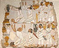 West Asiatic tribute bearers in the tomb of Sobekhotep, c. 1400 BCE, during the reign of Thutmose IV, Thebes. British Museum.[19]