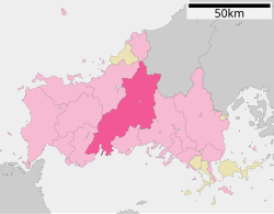 Location of Yamaguchi in Yamaguchi Prefecture