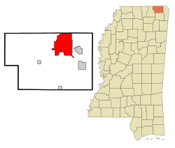 Location of Corinth, Mississippi