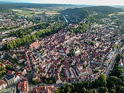 Tübingen seen from above in June 2018