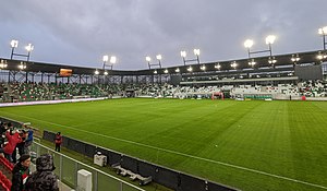 Der ArcelorMittal Park bei der Eröffnung am 25. Februar 2023 beim Spiel Zagłębie Sosnowiec gegen GKS Katowice