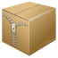 three-dimensional cube-shaped box with y-shaped, partly open zipper on left-facing forward side