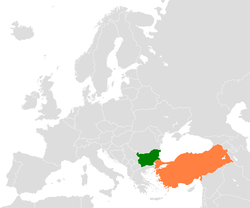 Map indicating locations of Bulgaria and Turkey