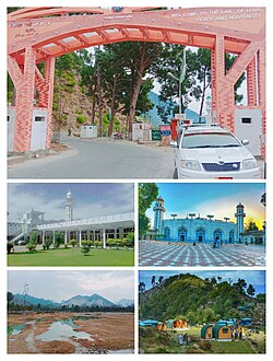 Top: Karrakarr Buner Gateway :Tabligh Markaz : Pir Baba Masjid: Torwarsak Mountain:Mahabanrr Tourist Camps