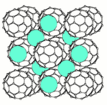 Model of a solid fullerene intercalated with alkali metal atoms (green)