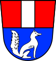 Gemeinde Taufkirchen Geteilt; oben in Rot ein silberner Pfahl, unten in Blau ein nach links gewendeter silberner Fuchs.