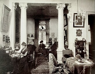 Early 20th century interior of the house of painter Eugen Voinescu (1844-1909) in Bucharest