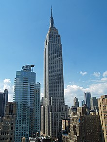 A view of the Empire State Building from its narrow aspect