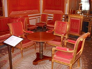 The table where Napoleon signed his abdication at Fontainebleau on 4 April 1814, before his exile to Elba