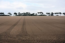 The harrow smooths the surface of the ploughed field.