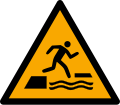 W068: Warnung vor dem ins Wasser Fallen beim Betreten oder Verlassen einer schwimmenden Fläche