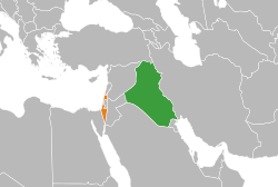 Map indicating locations of Iraq and Israel