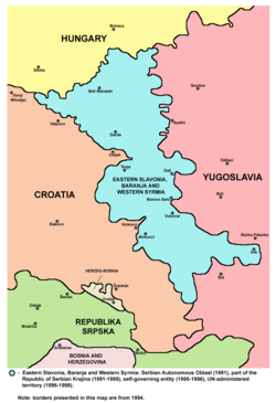 Location of Eastern Slavonia, Baranja and Western Syrmia