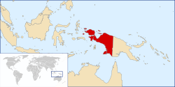 Location of West New Guinea in Oceania