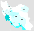 Arabische Bevölkerung nach Provinzen im Iran