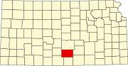 Map of Kansas highlighting Kingman County