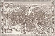 A perspective drawing of Paris in 1618 by Claes Jansz. Visscher.