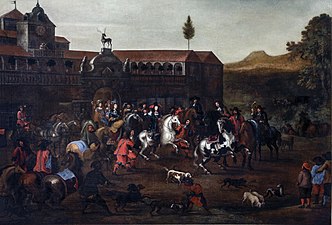 The Court's departure for the hunt from the Venaria Reale by Melchior Hamers, 1668
