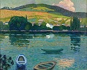 1909-10, Les coteaux de Belbeuf (Barques), oil on canvas, 65.5 × 81 cm