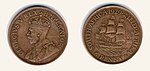 A 1929 South African penny, featuring King George V.