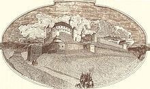 Tarnów Castle at the beginning of the 17th century by K. Moskal, view from the northwest.