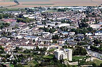Aerial view of the castle and the city of Falaise.