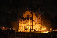 The Gothic Revival style All Saints Cathedral, Allahabad illuminated at night.[166]