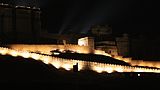 Amer Fort lit up at night.